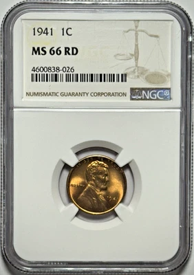 1941 Lincoln Wheat Cent - NGC MS 66 RD - Image 1 of 4