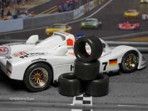 PNEUS 1/32 URÉTHANE SLOT CAR 2pr PGT-20126LM compatibles FlySlot Joest Porsche LMP - Photo 1/1