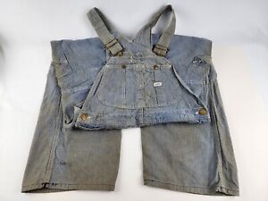 Vintage Lee Sanforized Striped denim overalls Well-Worn 36" x 27" (hemmed)