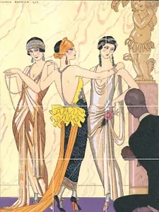 Panel de cerámica de mosaico de George Barbier Le Jugement de Paris - Estampado de barbero - Imagen 1 de 4