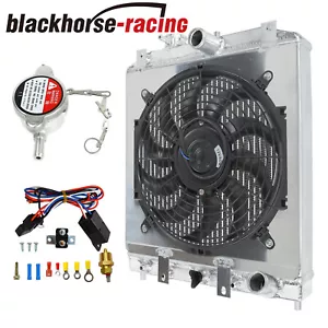 FOR 1992-2000 HONDA CIVIC EK EG INTEGRA 3 ROW ALUMINUM RADIATOR+SHROUD FAN+RELAY - Picture 1 of 11