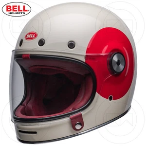 CASCO BELL BULLITT TT GLOSS VINTAGE WHITE/OXBLOOD INTEGRALE MOTO BIANCO/ROSSO - Picture 1 of 9