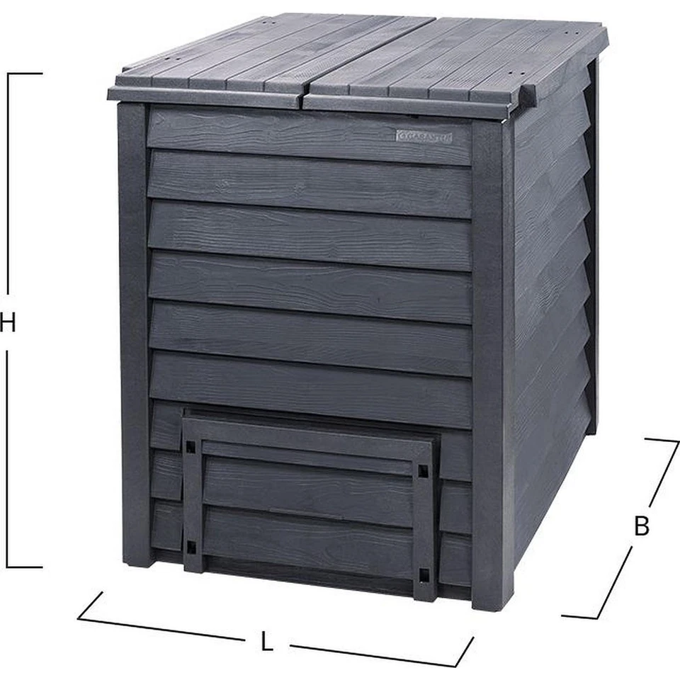 GARANTIA Thermo Wood Schnellkomposter Gartenkomposter mit Bodengitter grau 400L - Bild 1 von 4