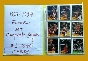 1993-94 Fleer NBA Basketball Set Complete Series 1 #1-240 In Sheets Protector MT - Picture 1 of 10