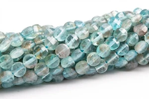 4x2 mm hellblau Aquamarin facettiert flacher runder Knopf echte natürliche lose Perle - Bild 1 von 4