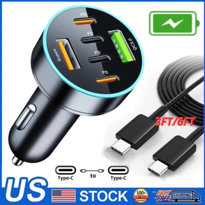 Adaptador Cargador Coche Super Rápido 120W USB PD Para Samsung S24 Ultra S23 FE S22 S21 Foto 1 de 4