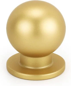 5PCS Brushed Brass Cabinet Knobs Round Drawer Pulls Kitchen Cabinet Hardware - Picture 1 of 7