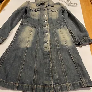 Abito denim da donna Miss Sixty blu sbiadito manica lunga con bottoni sulla parte anteriore pesante - Foto 1 di 12