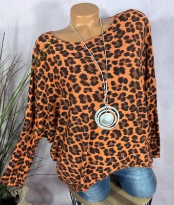 MADE IN ITALY Italy butterweicher PULLOVER neu LEO Muster ANGORA orange 36 38 40