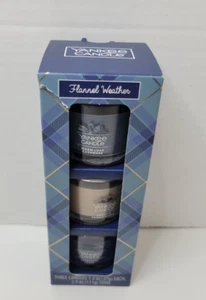 Yankee Candle Flanella Meteo Confezione da 3 1,3 Oz Mini Barattolo Candele Nuove - Foto 1 di 9