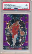 SHAEDON SHARPE 2022/23 SELECT RC NEON PURPLE PULSAR FOTL PRIZMS #2/5 PSA 9 MINT
