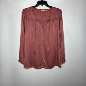 Blusa Top Soft Surroundings Para Mujer Rosa Polvorienta Lumi Borla Calada Talla Mediana - Imagen 1 de 7