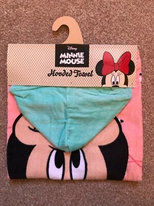 Toalla de baño Disney Minnie Mouse con capucha niños Primark artículos para el hogar vacaciones 100 % algodón - Imagen 1 de 3