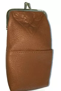 Nostalgisches Leder Zigarettenetui mit 3 Taschen FLORAL, Havana Tan - Bild 1 von 4