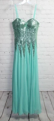 MD ~ Bee Darlin Prom Bridesmaid Pageant Homecoming Formal Gown Mint Green Sz 3/4 - Imagem 1 de 4