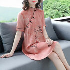 Summer Women Floral Casual Cheongsam Short Sleeves Chinese Style Qipao Dress