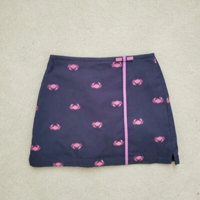 Lilly Pulitzer Girls' Stretch Denim Jean Skort with Pink Embroidered Crabs sz16 - Image 1 of 4