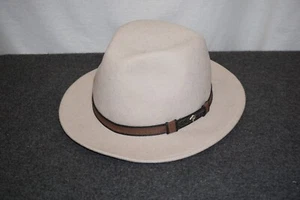 PANIZZA nude beige wool felt fedora hat NEW handmade in Tuscany sz 60 7.5 L/XL - Picture 1 of 8