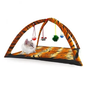 Tenda da gioco gatto leopardo con giocattoli pendenti animali domestici gattini interattivi lo amano NUOVA - Foto 1 di 9