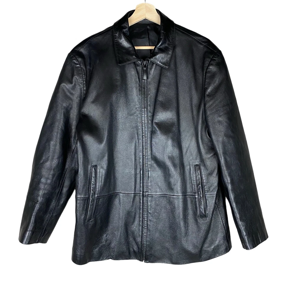 Chaqueta de cuero clásica negra MIK Sports para hombre mediana Conceria Patrizia Italia Foto 1 de 4