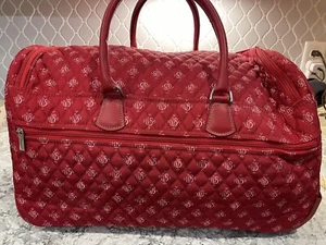 VERA BRADLEY Nantucket Red Rolling Carry On Luggage Travel Duffel Handle RETIRED - Imagen 1 de 8