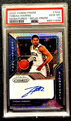 PSA 10 GEM MINT AUTO 2020 TOBIAS HARRIS SSP /25 PRIZM SIGNATURES MOJO G3156E4022 - Image 1 of 4