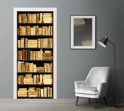 Prateleiras vintage com livros porta mural capa estante descascar e colar decalque 3D - Imagem 1 de 4