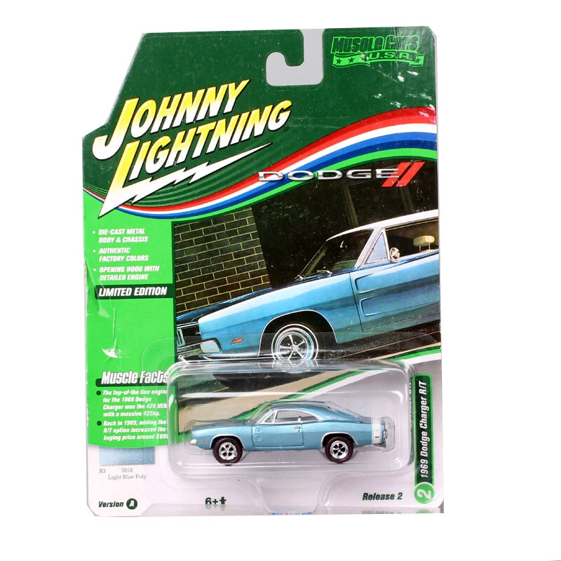 Johnny Lightning 1/64 Mini 1969 Dodge Charger R/T 1969 Diecast Muscle Car Model - Image 1 of 4