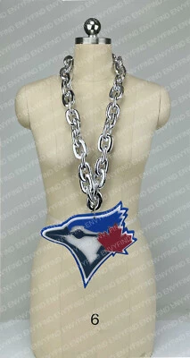 New MLB Toronto Blue Jays Jumbo Big Silver Fan Chain Necklace Foam MI USA - Image 1 of 3