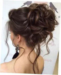 Messy Bun Hair Piece, Super Long Tousled CFQ-Chocolate brown mix Light Auburn - Picture 1 of 2