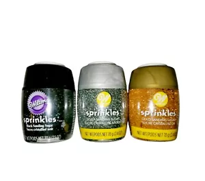 3 Stück Wilton Streusel Schwarz/Silber/Gold Schleifzucker NEU - Bild 1 von 3