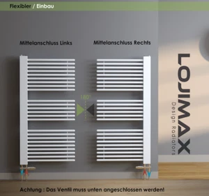 Radiador de baño Lojimax calentador de toallas 1190x600 mm blanco conexión central 690W acero - Imagen 1 de 13