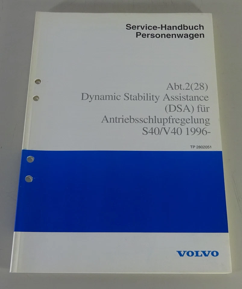 Manual de Taller Volvo S40/V40 Dsa para Antriebsschlupfregelung Stand 03/1996 - Imagen 1 de 3