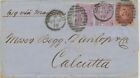 Wielka Brytania 1870 qv 6d fioletowy pl.8 (2x, GL, HL) z LE 1d pl.117 (KK) na okładce do INDII