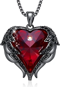 Engelsflügel Liebe Herz Halskette für Damen Schmuck Anhänger silberfarben/gold Hals - Bild 1 von 7