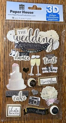 CASA DE PAPEL 3D BODA RECEPCIÓN Ramo de tostadas Baile Pastel Fotomatón PEGATINAS Foto 1 de 4