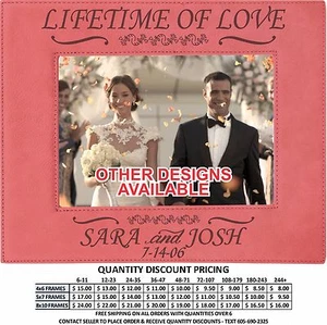 Personalized Leather Picture Frame 4x6 5x7 8x10 Engagement Photos Wedding Couple - Picture 1 of 40