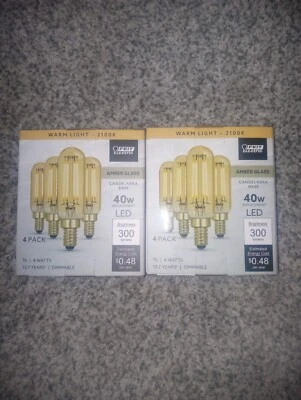 Feit Electric Candelabra Base Amber Glass LED Lamps, T6, 4 Watts 300 Lumens - Image 1 of 3