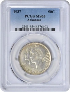 Arkansas Commemorative Silver Half Dollar 1937 MS65 PCGS - Picture 1 of 2