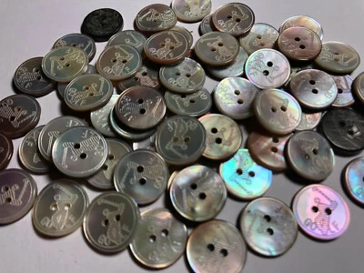 12 Real Mother Of Pearl Golf Laser Natural Rainbow Shell Button15mm 5/8" 2hole - Image 1 of 3