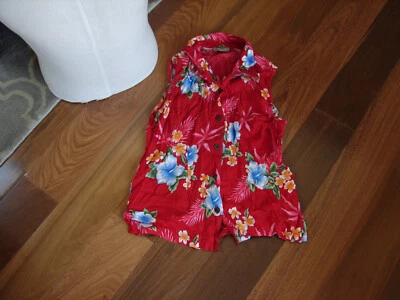 Blusa Camisa Hawaiana Aloha Hut Mujer Mediana Rayón Multicolor Sin Mangas Foto 1 de 4