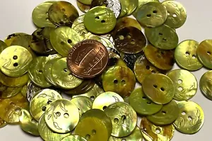 8 PCS ONLY! Dyed Lime Green Lasered Abalone Shell Buttons 15mm Almost 5/8" 13554 - Picture 1 of 5