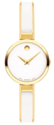 Reloj Mujer Movado Moda Blanco Museo con Punto Cóncavo Cuarzo Suizo 0607715 Foto 1 de 4