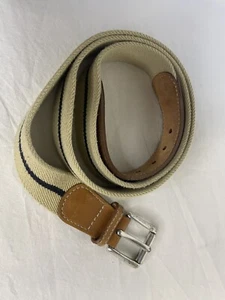 Vintage L.L. Bean Belt Beige Striped Stretchy Belt Men's Size 50 Great Condition - Picture 1 of 4