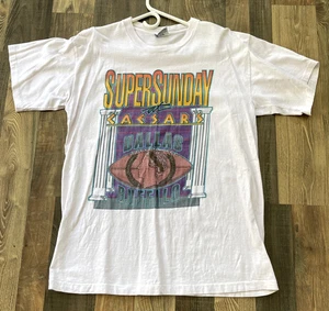 T-shirt Super Sunday 1993 1994 Caesars Palace Dallas / Buffalo taglia Large rara - Foto 1 di 8