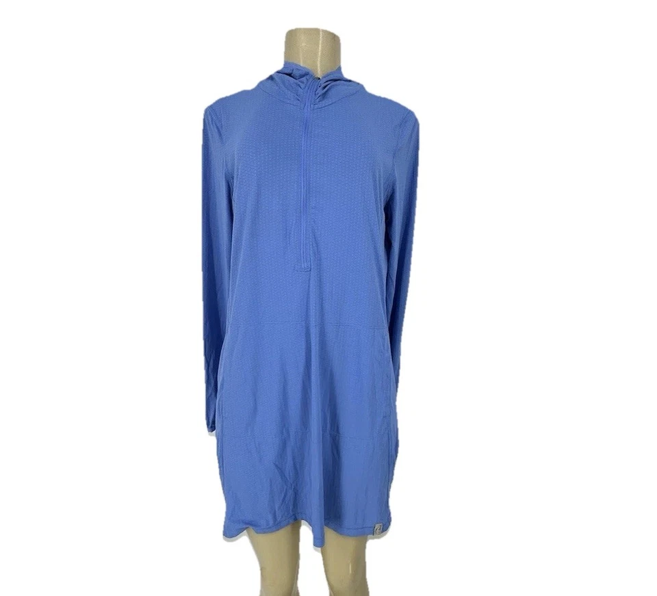 L. L. Bean Mediano Reg Mujeres Manga Larga Traje de Baño Cubierta Vestido Con Capucha Azul K4-2 Foto 1 de 4