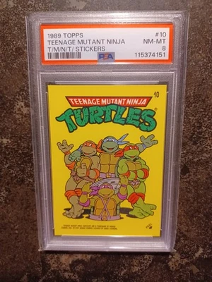 1989 Topps TMNT Teenage Mutant Ninja Turtles STICKER Rookie RC #10 PSA 8 - Image 1 of 2