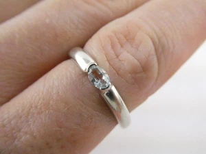 Cate D Argent Sterling Silver Oval Cut Blue Topaz Ring 925 Size 10 2.5g - Picture 1 of 9