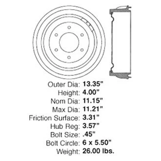 For Chevy V1500 Suburban 89-91 Centric 123.66033 C-Tek Standard Rear Brake Drum - Image 1 of 1