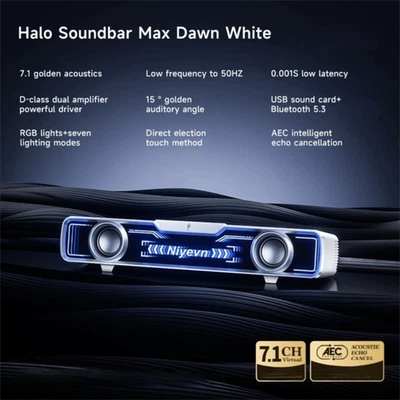 with Microphone Wired Desk Soundbar  Home Office Gaming - Image 1 of 4